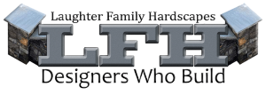 Laughter Family Hardscapes logo featuring 'Designers Who Build,' representing professional landscape design services in Etowah, NC.